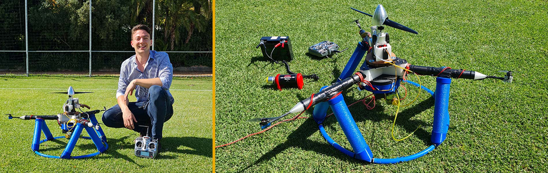 Postgraduate student designs and builds a hybrid quadcopter Postgraduate student designs and builds a hybrid quadcopter